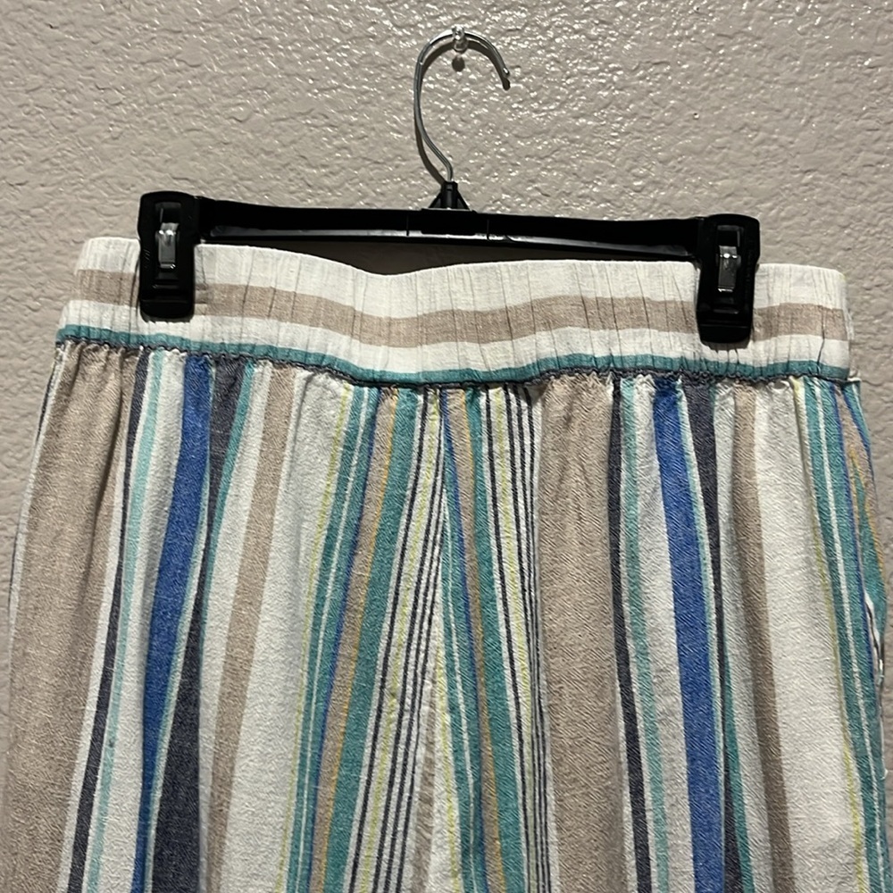 Hope & Harlow Pants Womens Size 8 High Waist‎ Striped Multi Color Linen Blend - Picture 10 of 10